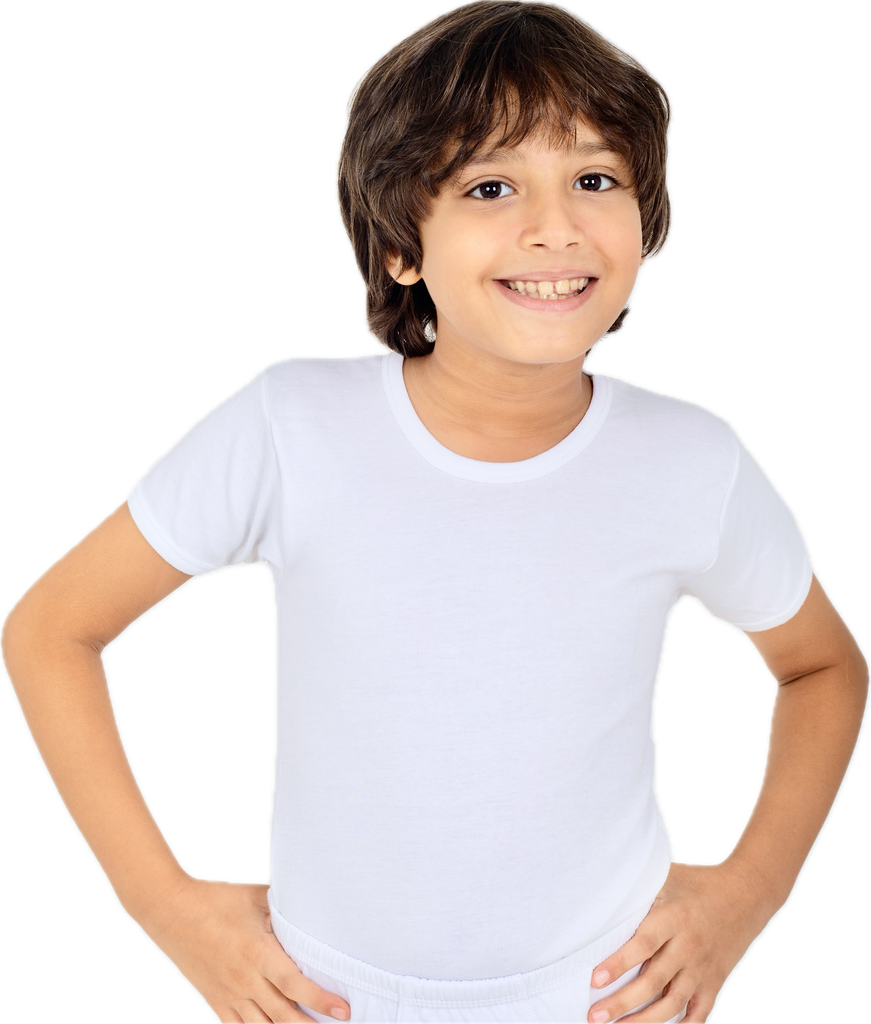 Boy's White Half Sleeve Undershirt