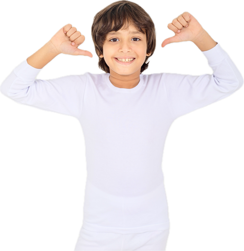 Boy's  White Long Sleeve Undershirt