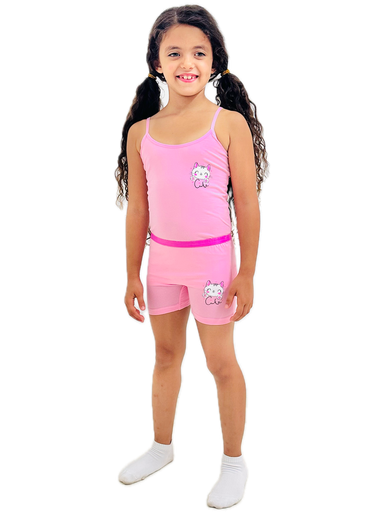 GIRLS UNDERWEAR PLAIN LYCRA SET (TOP+HOT SHORT) Rosa